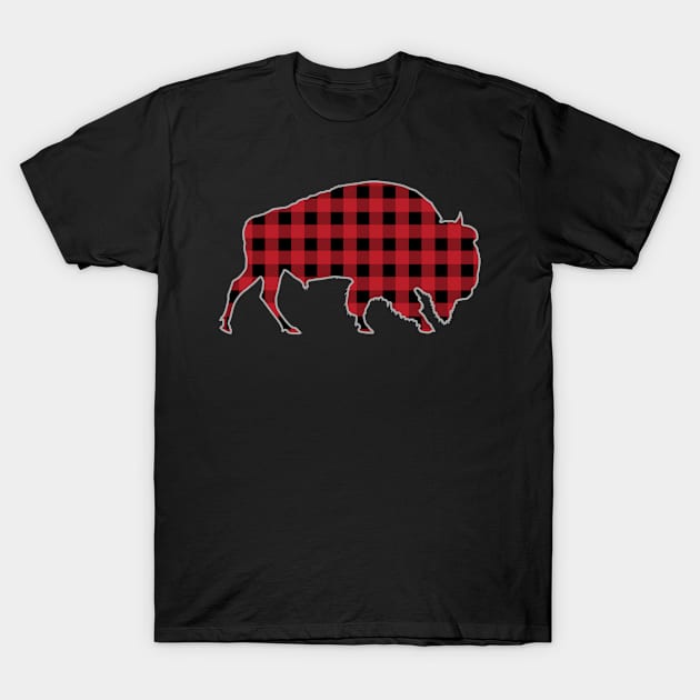 Bison Buffalo Plaid Family Christmas Present T-Shirt by RJCatch